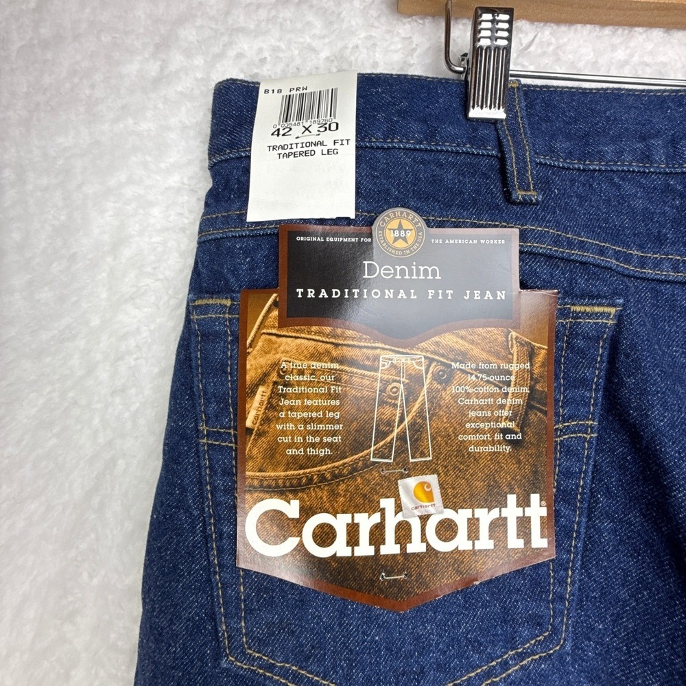 Carhartt Denim Traditional Fit Tapered Leg Jeans Men 42x30 B18 PRW Prewashed NWT